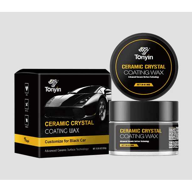 Tonyin Cera Cerámica para Autos Negros 200g | Ceramic Crystal Coating Wax | Brillo Negro Profundo, Protección UV y Repelente al Agua