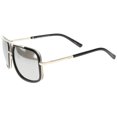 thumbnail image 3 of sunglassLA Unisex Modern Brow Bar Color Mirror Lens Oversize Square Aviator Sunglasses (Black / Silver Mirror) - 59mm, 3 of 4