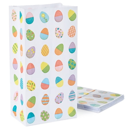 Hallmark Paper Goodie Bags (Colorful Easter Eggs on White) pack of 12
