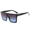 thumbnail image 3 of Square Oversized Sunglasses for Women Men Fashion Flat Top Big Black Frame Shades, 3 of 9