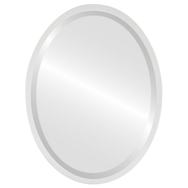 Miroir Ovale Encadré London - Blanc Lin - 25 Pouces x 31 Pouces