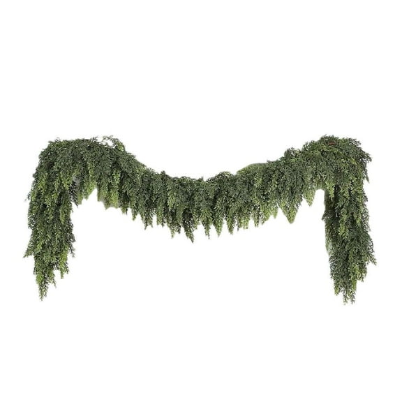 Yiokii 6FT Artificial Norfolk Pine Garlands, Real Touch Winter Pine Garland, Grn Faux Cedar Pine Ndles Garland for Home Fireplace Indoor Outdoor Holiday Party Dection