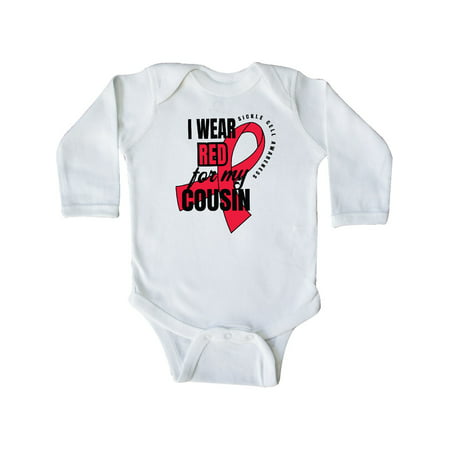 

Inktastic Sickle Cell Awareness I Wear Red For My Cousin Gift Baby Boy or Baby Girl Long Sleeve Bodysuit