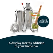 Libbey Mixology Bartender Kit, 9 Piece Cocktail Shaker Set with Muddler, Spoon, Strainer,Shot Glass and More, Bartending Kit for Home Barware