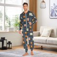 thumbnail image 6 of FORMRS Onesies Pajama for Adults Unisex Hoodie Winter Jumpsuit One Piece Sleepwear, Sizes S-2XL, Orange Checkered Pattern, 6 of 7