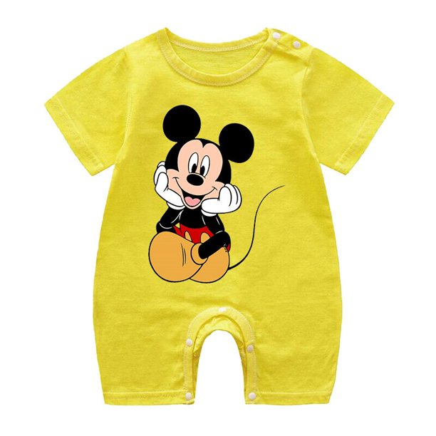 Mamelucos de verano para bebés, pijamas con estampado de dibujos animados de Mickey y Minnie para niños, mono para niñas, ropa para bebés, ropa infantil, Pijamas para niños pequeños Outfit3M Gao Jinjia LED