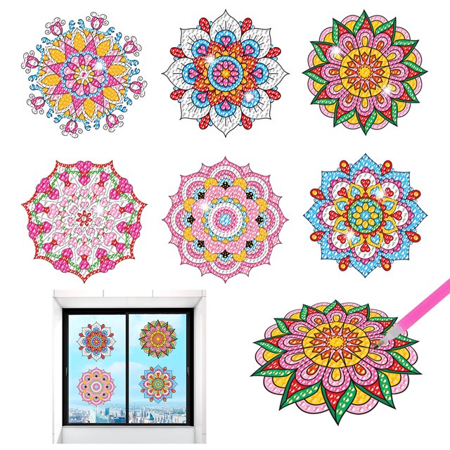 6 Uds. Kits Manualidades DIY Con Gemas Pegatinas Mosaico Diamantes Mandala para Regalo Y Niña