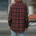 thumbnail image 4 of Kixjoy Women's Flannel Shirts Long Sleeve Button Down Plaid Shirts Fashion Plus Size Fall Tops Casual Lightweight Fall Tops for Women 2025 with Pockets, Deep Red XL, 4 of 6