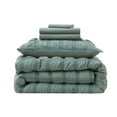 thumbnail image 3 of LammaLoe Twin Comforter Sets, 7 Piece Seersucker Bed in a Bag, Bedding Comforter Set with Sheets, Modern Bed Set, Sage Green, 3 of 5