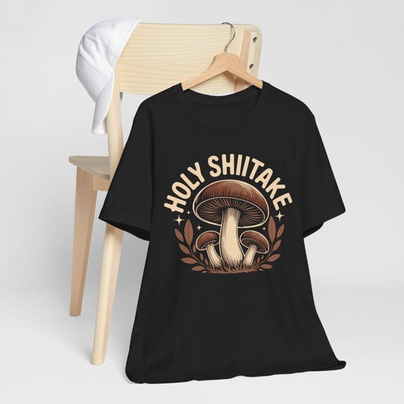 Funny Mushroom Shirt, Holy Shiitake Pun Graphic T-Shirt, Sarcastic Cottagecore Forestcore Fungi Tee, Vintage Mushroomcore