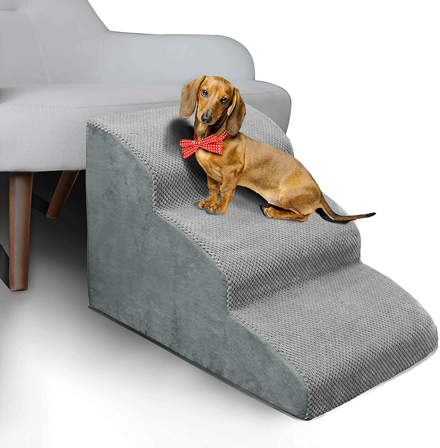 Foldable Washable Removable Cover Dog Stuff Ideal for Couch Chair Furniture Car A.FATI Dog Folding Steps Stairs 3-Step for High Bed with Foam &Storage Compartment Puppy Supplies 