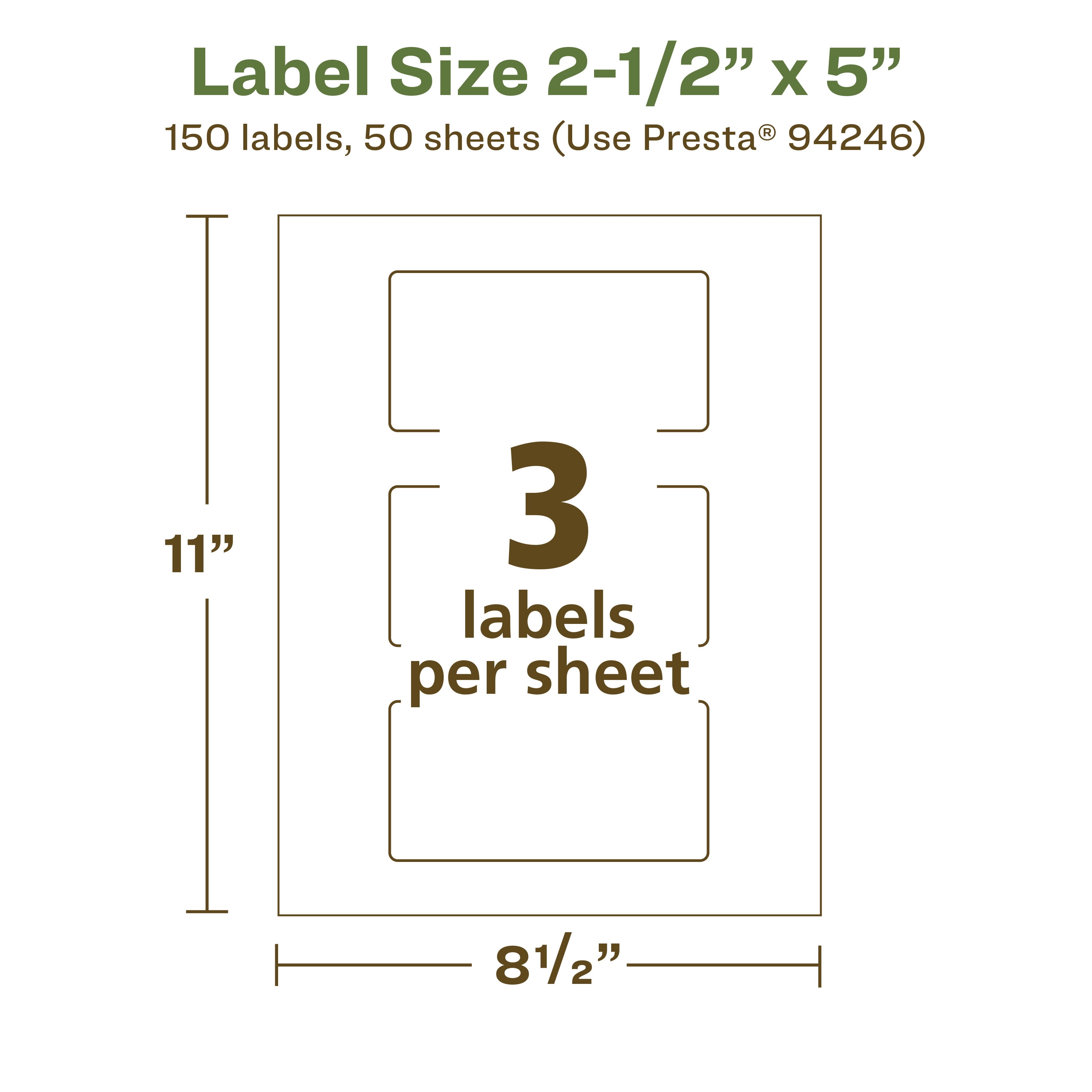 Avery EcoFriendly Rectangle Labels, 2-1/2" x 5", 150ct