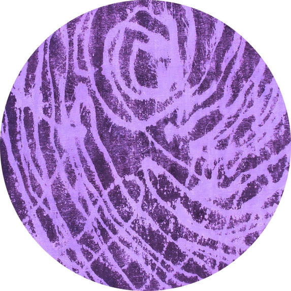 Ahgly Company Indoor Round Abstract Purple Modern Area Rugs, 6' Round