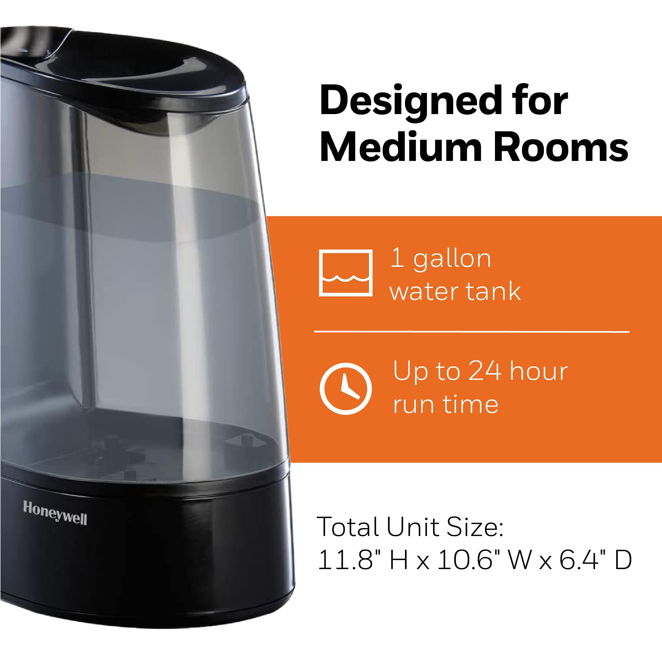 Honeywell Warm Mist Humidifier HWM705B - Filter Free, Warm Mist Vaporizer - Black — Residential Use, Standard Application