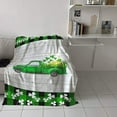 thumbnail image 5 of Yibo St.Patrick's Day Flannel Blankets Truck With Green Shamrock Blankets Soft Lightweight Bed Blanket Cozy Microfiber Buffalo Check Plaid Blanket for Home Spring Holiday Decoration, 5 of 7