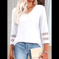 thumbnail image 4 of Blusas Elegantes e Informales de 3/4 para Mujer, Camisetas de Cuello en V A , Ropa de Verano 2025. S, 4 of 7