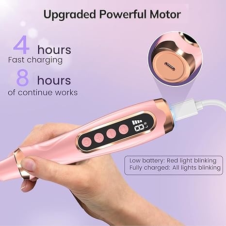Professional Manicure Pedicure Kit Cordless Electric Nail File Set 6 Speed Cordless Nail Drill for Thick Nail Toenail Cuticle Hand Foot Care Nail Drill Tool