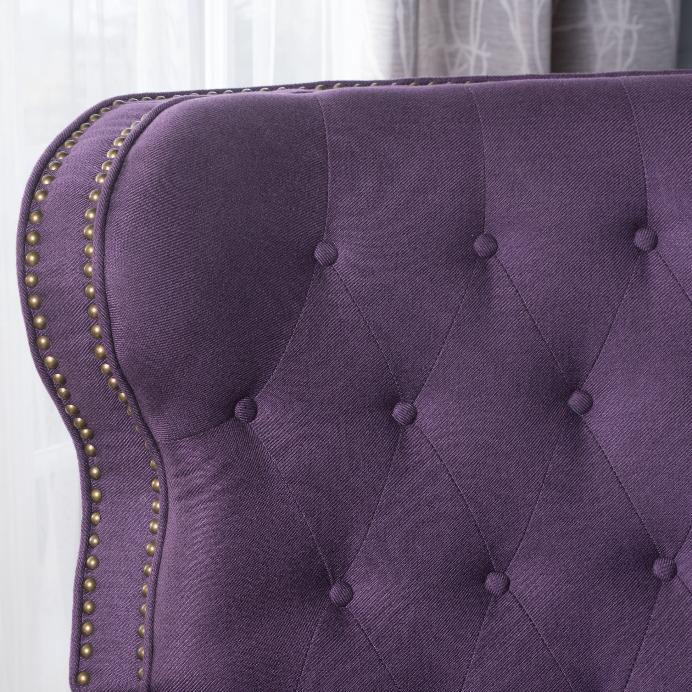 Christopher Knight Home Modern Manual Push Back Recliner with Rolled Arms, Nailhead Trim, Plum
