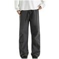 thumbnail image 1 of Pantalones largos de moda para hombre, casuales, de color sólido, con bolsillos y cuerda elástica, pantalones casuales para hombre., 1 of 5