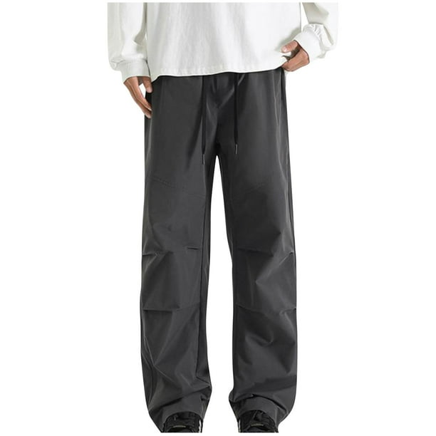 Pantalones largos de moda para hombre, casuales, de color sólido, con bolsillos y cuerda elástica, pantalones casuales para hombre.