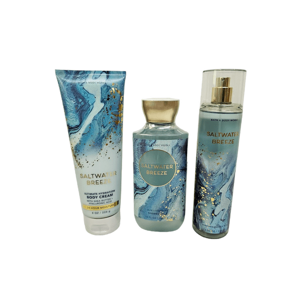 Bath and Body Works Saltwater Breeze Set of 3 Shower Gel, Body Spray and Body Lotion