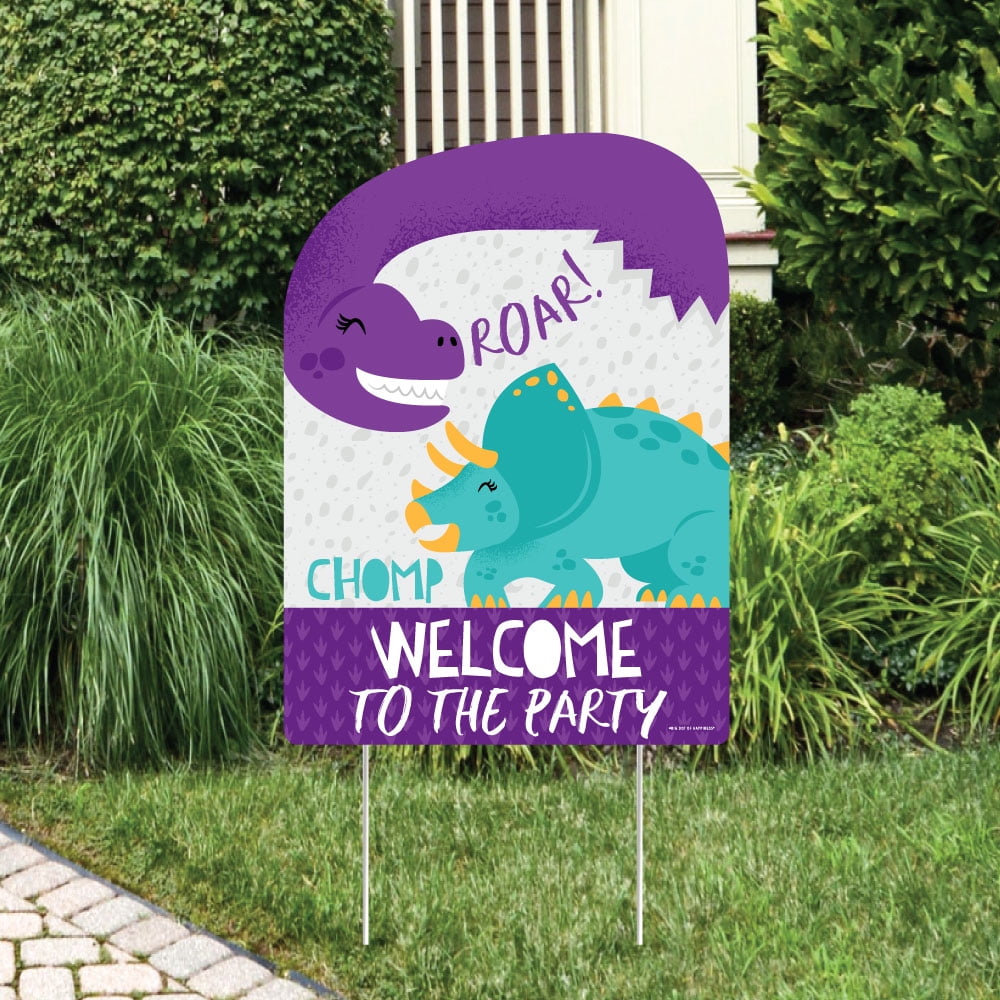 Roar Dinosaur Girl Party Decorations Dino Mite Baby Shower Or Birthday Party Welcome Yard Sign Walmart Com Walmart Com