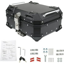 munirater 22L Black Motorcycle Top Case Aluminum Motorcycle Trunk Tour Tail Box with Security Lock