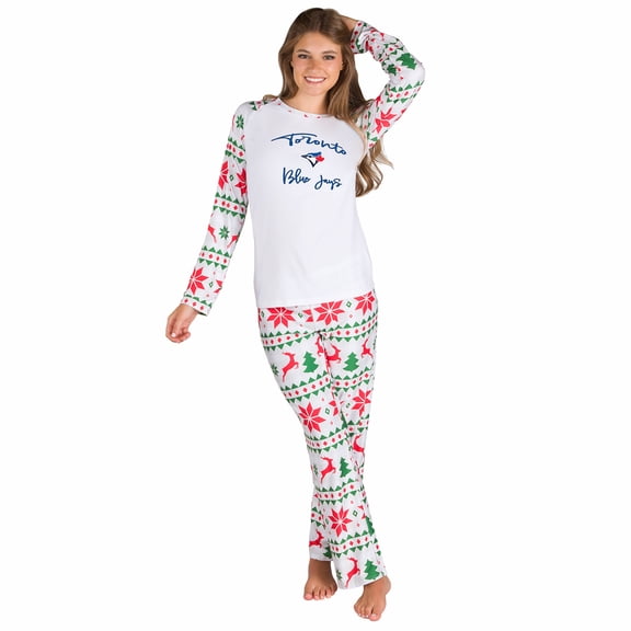 Women's Concepts Sport  White Toronto Blue Jays Tidings Knit Long Sleeve Raglan Top & Pants Set