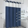 thumbnail image 5 of Ikfashoni Navy Blue Hookless Shower Curtain with Snap in Fabric Liner, Waffle Weave Waterproof Fabric Mesh Window Bathroom Curtain, 72"X74", 5 of 6