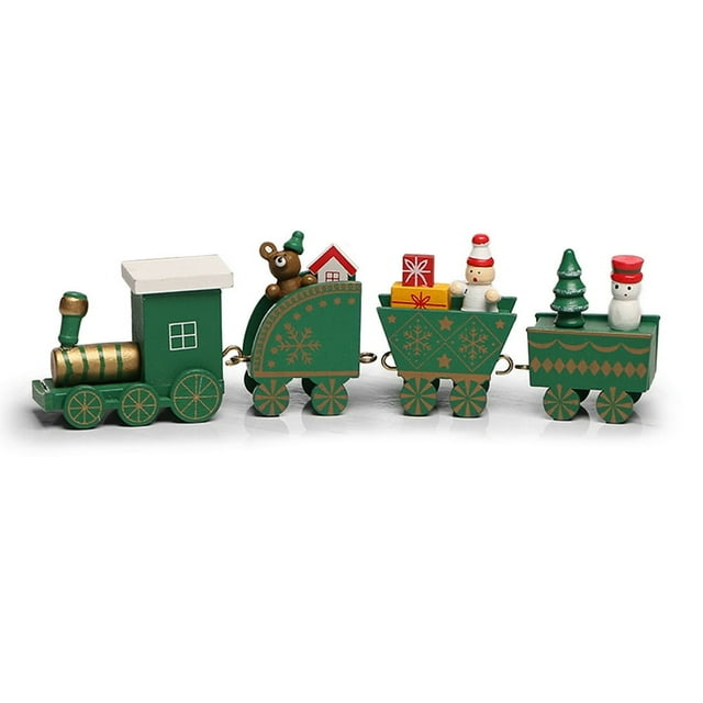 Christmas Wooden Train Farmhouse Rustic Kids Gift Decorations Vintage Handmade Decorative Crafts