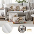 thumbnail image 6 of Easter Rabbit Pillow Covers 2 Pack Spring Floral Leaf Botanical Yellow Bunny Colorful Eggs Rustic Pillowcase Waterproof Outdoor Throw Pillow Cover for Patio Garden Square Cushion 26”x26”, 6 of 9