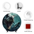 thumbnail image 4 of Bingfone Underwater Dinosaur Shark Print Bone China Dinner Decorative Plates,Handmade Ceramic Dinner Plate with Stand for Home Club-8in, 4 of 6