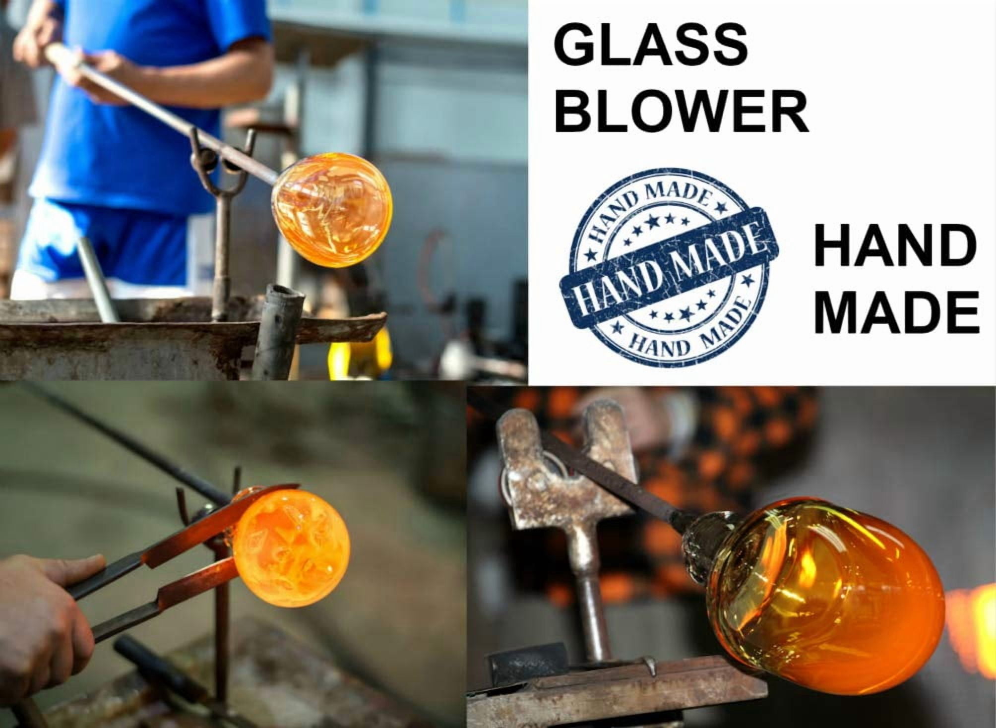 Hummingbird Feeder Red-Firework Hand Blown Glass 32 Ounce Outdoor Patio Use