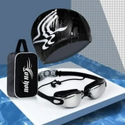 SWTROOM Swimming Goggles Set Swim Cap with Protection Case Nose Clip Ear Plugs for Adult Men Women
