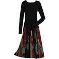 thumbnail image 4 of Vestido de manga larga para mujer Vintage Floral acampanado A-Line Swing Casual Party cuello redondo vestidos con bolsillos Fridja  NMB1229, 4 of 5
