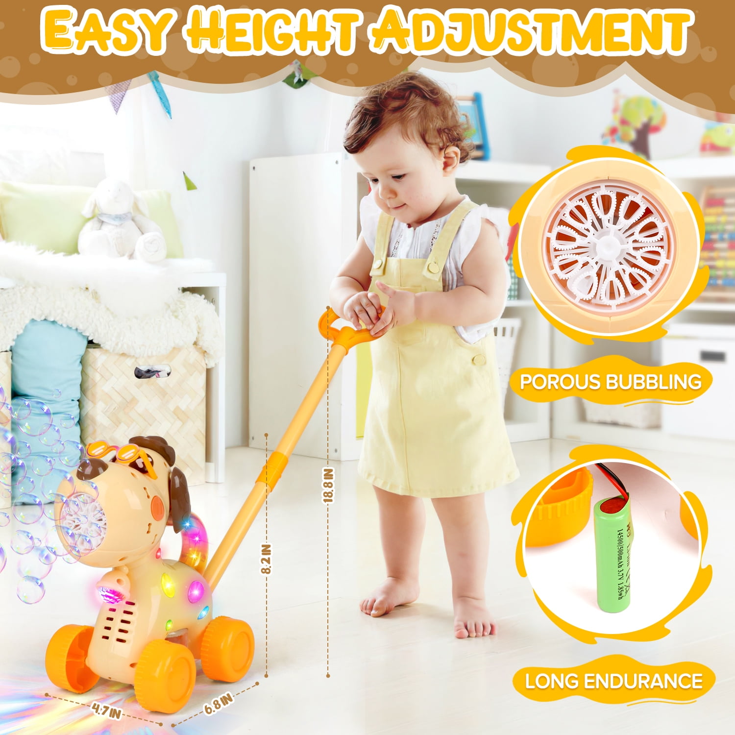Carsky Automatic Bubble Machine for Toddlers, Dog Bubble Cart Toy, Lighting for Party, Bubble Maker for Kids Outdoor Playing, Birthday Gift for Boys Girls 3 Years up
