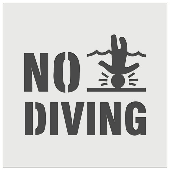 No Diving Swimming Head Injury DIY Cookie Wall Craft Stencil - 5.5 Inch
