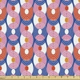 thumbnail image 1 of Retro Fabric by the Yard, Disc Shaped Funky Circles Pop Art Overlapping Geometric Creative Ovals, Decorative Upholstery Fabric for Sofas and Home Accents, Pink Vermilion and Blue by Ambesonne, 1 of 5