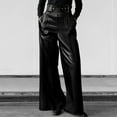 thumbnail image 2 of Under $10 Women's Faux Leather Pants Vintage Pu High Waist Wide Leg Pants with Pockets Y2k Pleated Going Out Motorcycle Trousers, 2 of 4