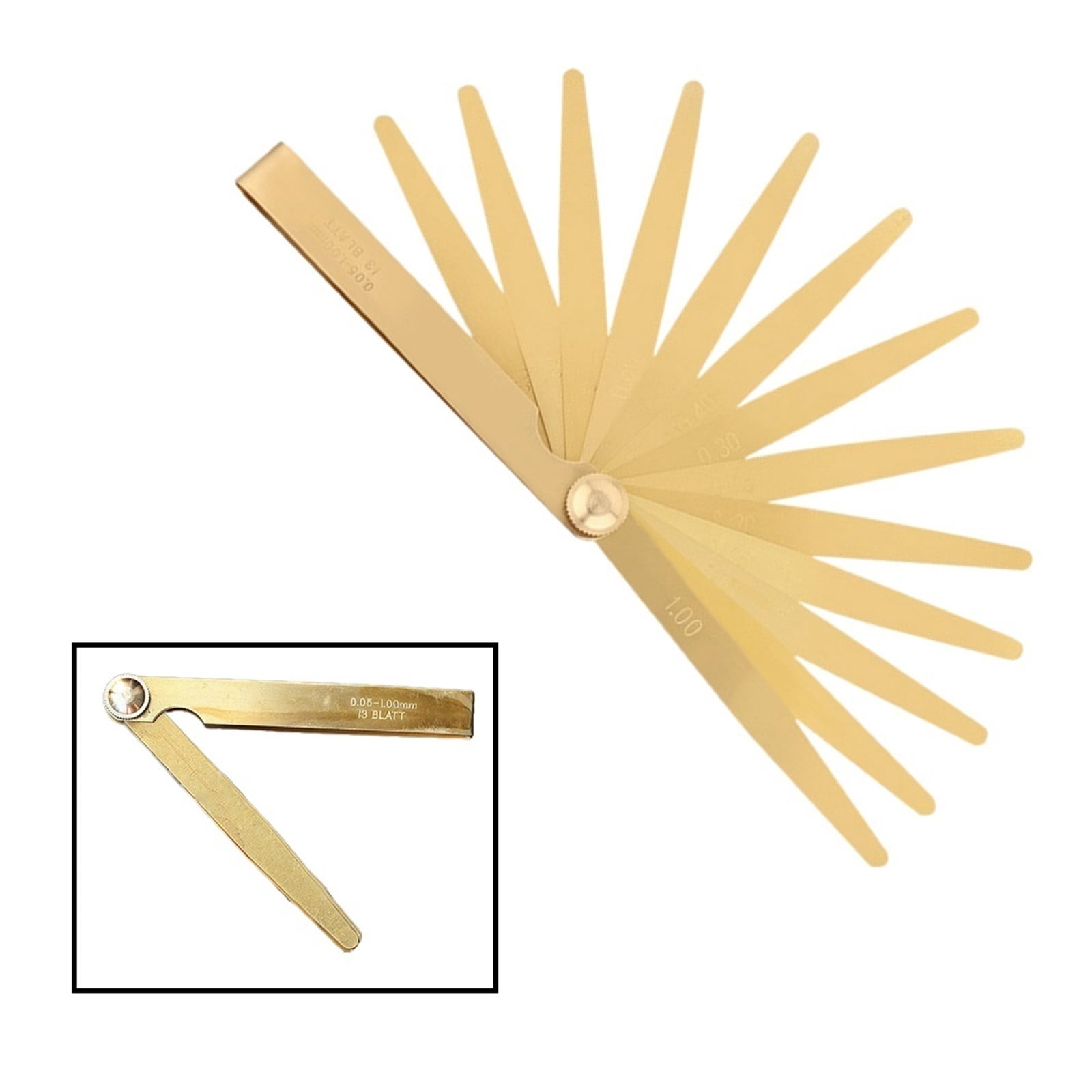 High Precision Metric Gap Metric Filler Feeler Gauge 0.05-1m 13 Blade Range Finder Feeler Brass Measure Tool