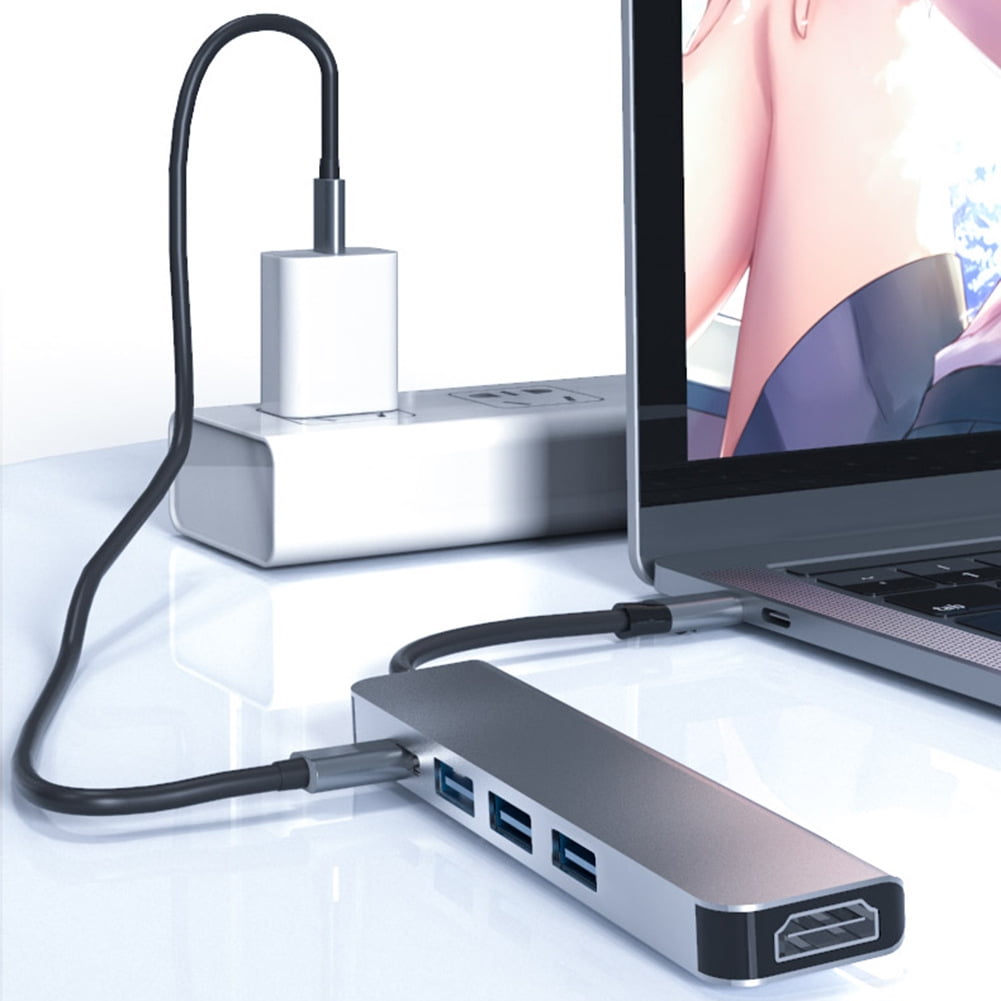 Hiearcool USB C Hub, USB-C Multi-Port Adapter for MacBook Pro, 7IN1 USBC to HDMI Hub Dongle Compatible for Laptops and Other Type C Devices (4K HDMI USB3.0 SD/TF Card Reader 100W PD)