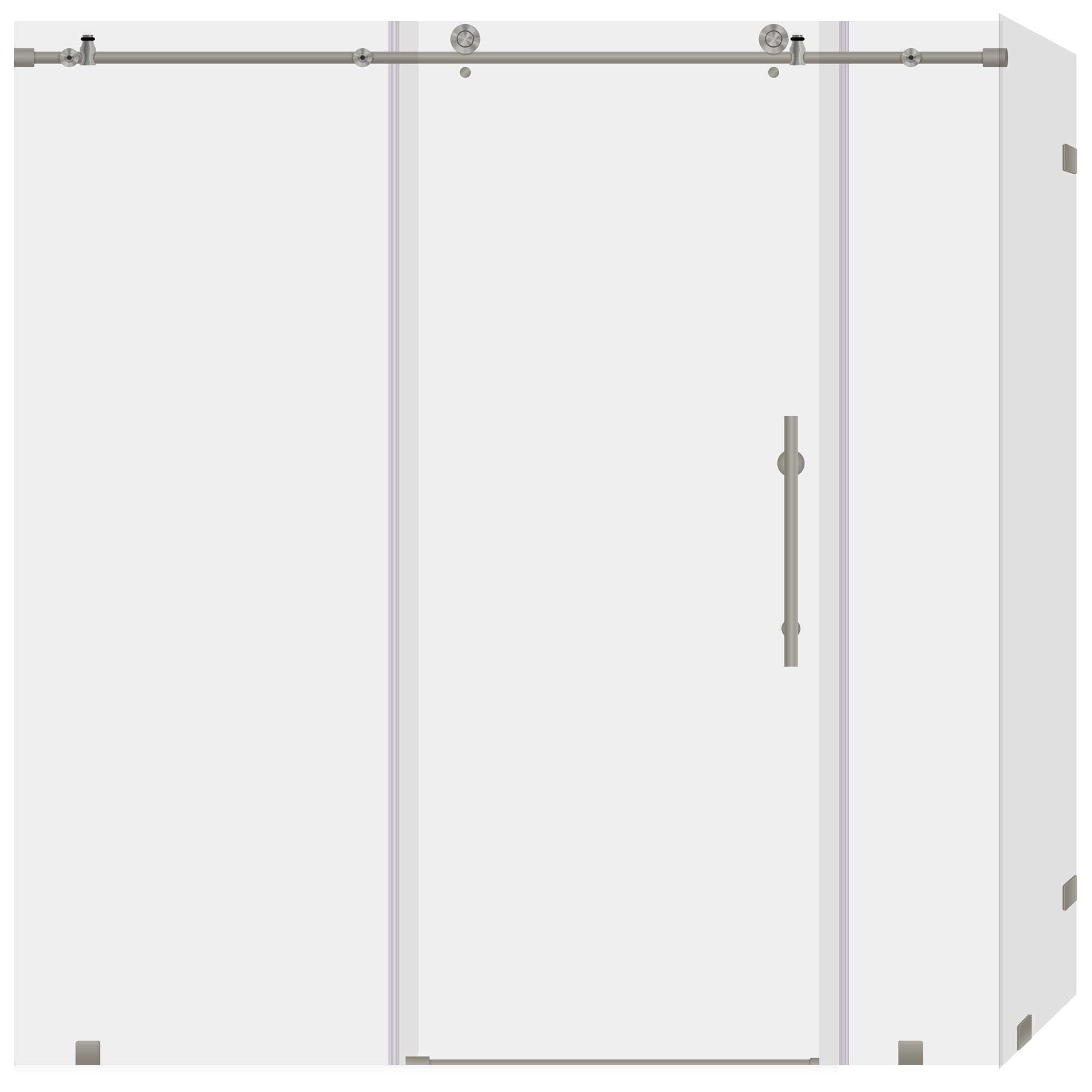 Sliding Shower Door and Enclosure with Two Stationary Panels 6872W 76H Ultra C Brushed Nickel