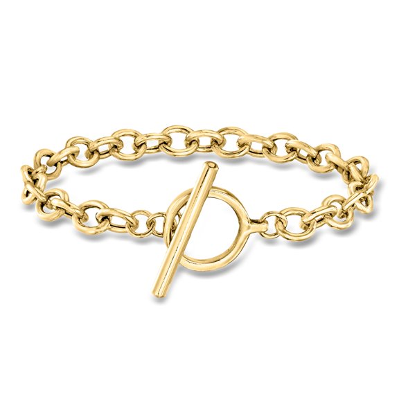 Ross-Simons 18kt Gold Over Sterling Cable-Link Toggle Bracelet, Women's, Adult