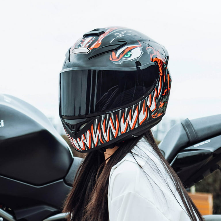 Full Face Retro Motorcycle Helmet - Cafe Racer - Gloss Orange