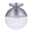 thumbnail image 2 of Craftmade ZA3417-SA Evie Outdoor Sphere Flush Mount, 1-Light 60 Watt, 8"H x 8"W, Satin Aluminum, 2 of 5