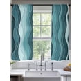 thumbnail image 2 of Abstract Turquoise Moire Sheer Curtains 63 Inch Length 2 Panels Set for Living Room/Bedroom, Gradient Coastal Ocean Geometric Curtain Sheers Drapes Rod Pocket Curtains Window Treatment 52''x63''x2, 2 of 7