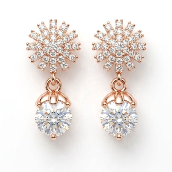 Elegant Floral Drop Earrings for Women with Sparkling Stone Design and Party Wear Fashion Jewelry Collection