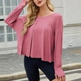 thumbnail image 3 of Chbgutlmr Womens Blouses Long Sleeve Casual Comfy Workout Tops Crewneck Thumbhole Backless Trendy Shirts, 3 of 8