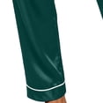 thumbnail image 4 of NominalSnug Satin Pajamas Sets for Women Short Sleeve Button down Sleepwear Wide Leg Pants Loungewear, 4 of 8