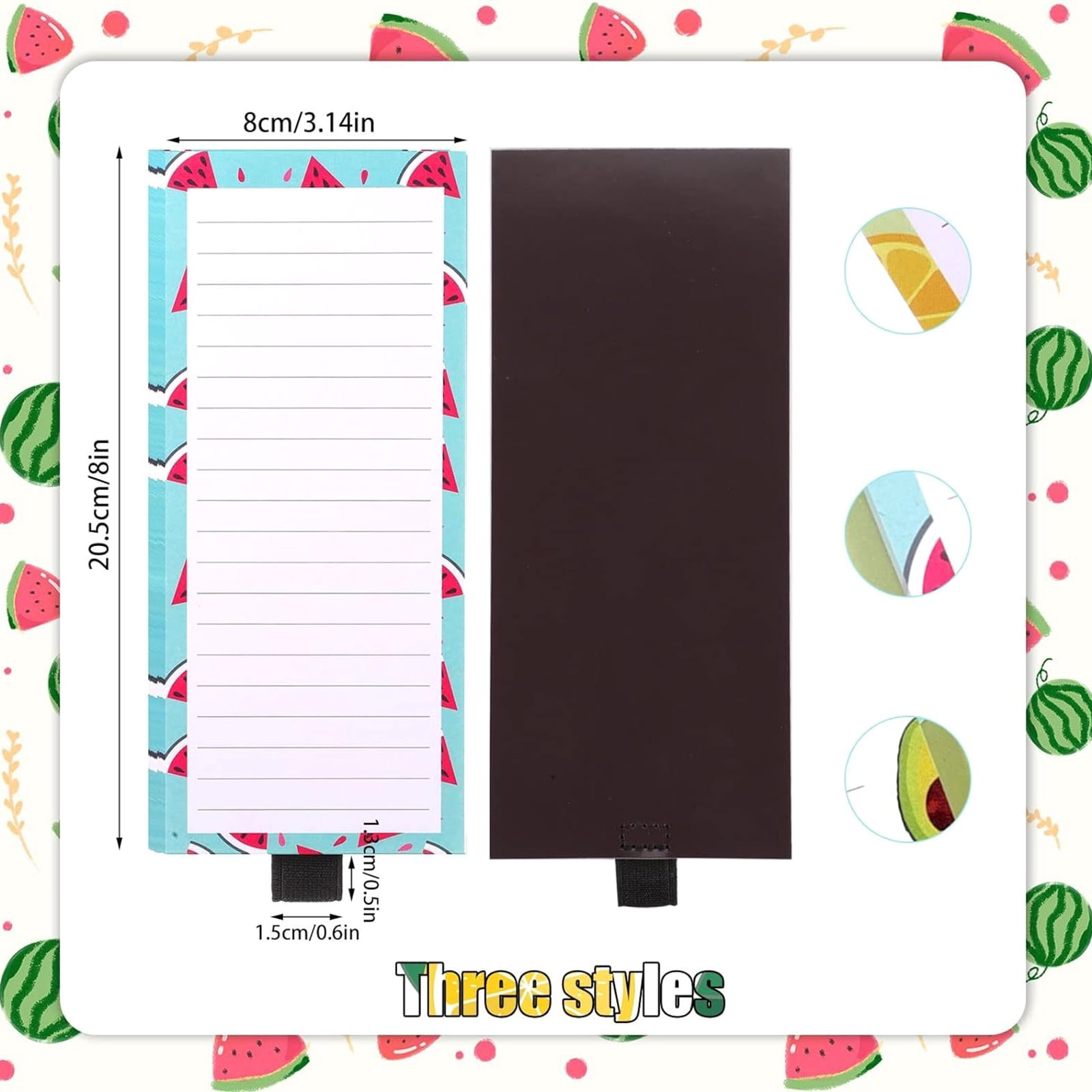 Magnet Notepads, 3x8Inch Fridge Magnet Shopping List Note Pad with Elastic Pen Holder, Fridge Grocery List Notepads